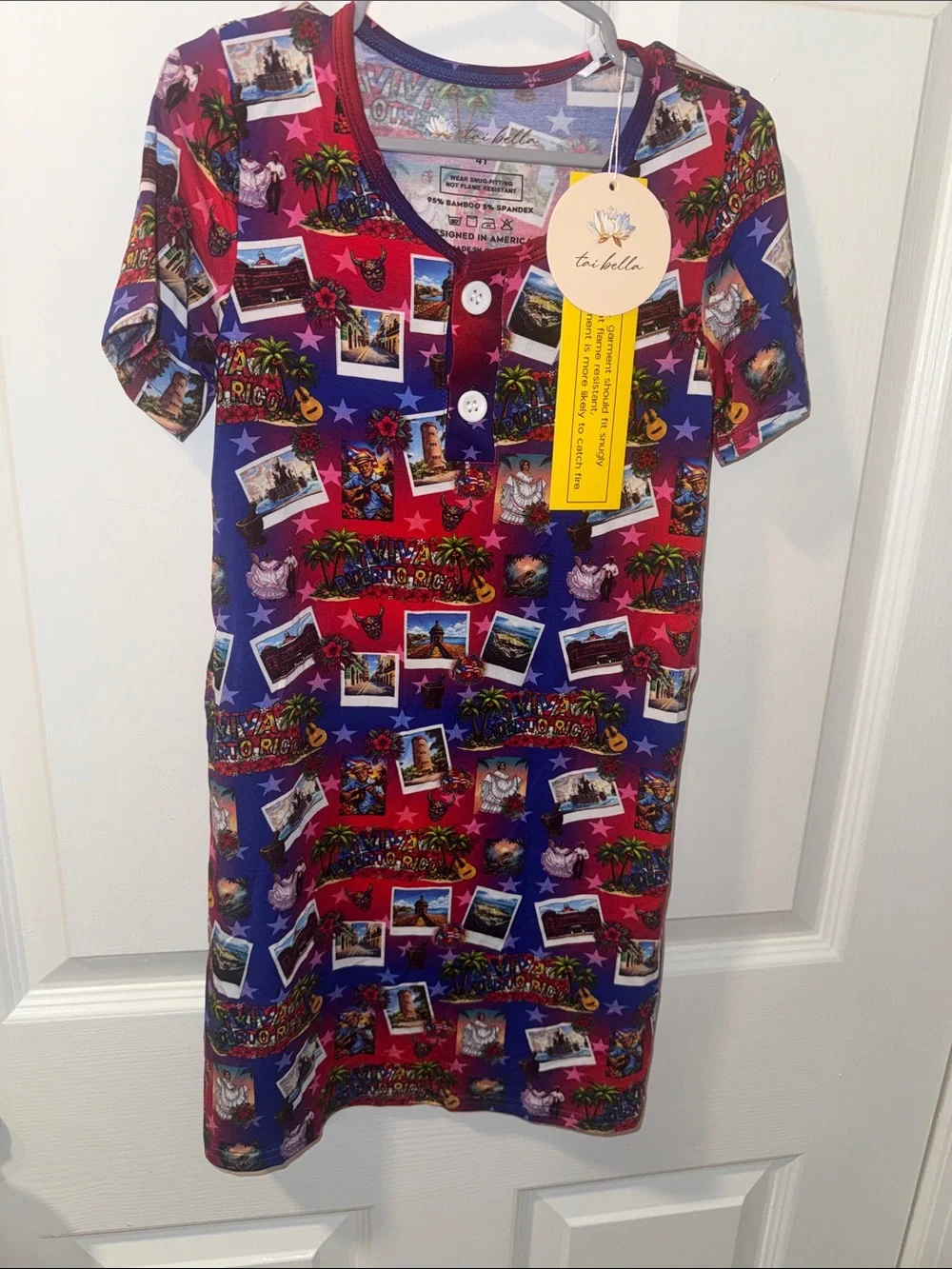 Viva Puerto Rico Bamboo Little Girls Sleep Dress (MuMu) Size4T nwt